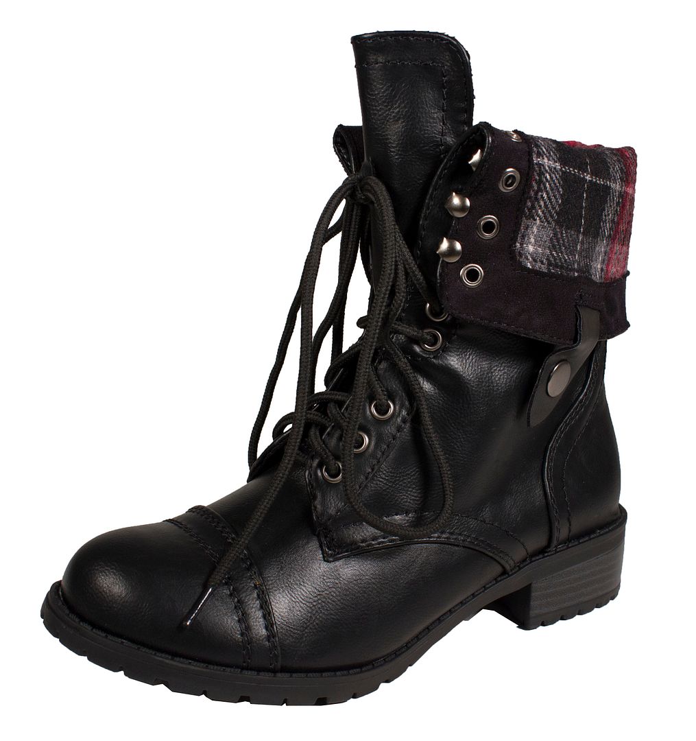 soda lug buckle womens combat boots